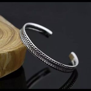 925 Silver Retro Bohemian Bangle Cuff Bracelet